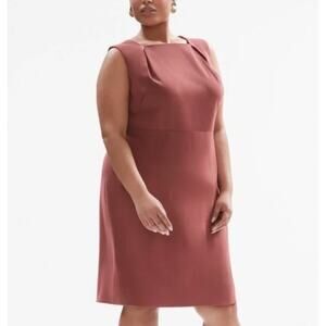NEW M.M.LaFleur Women's Brick Red Ryann 2.0 Stretch Twill Sleeveless Dress 16